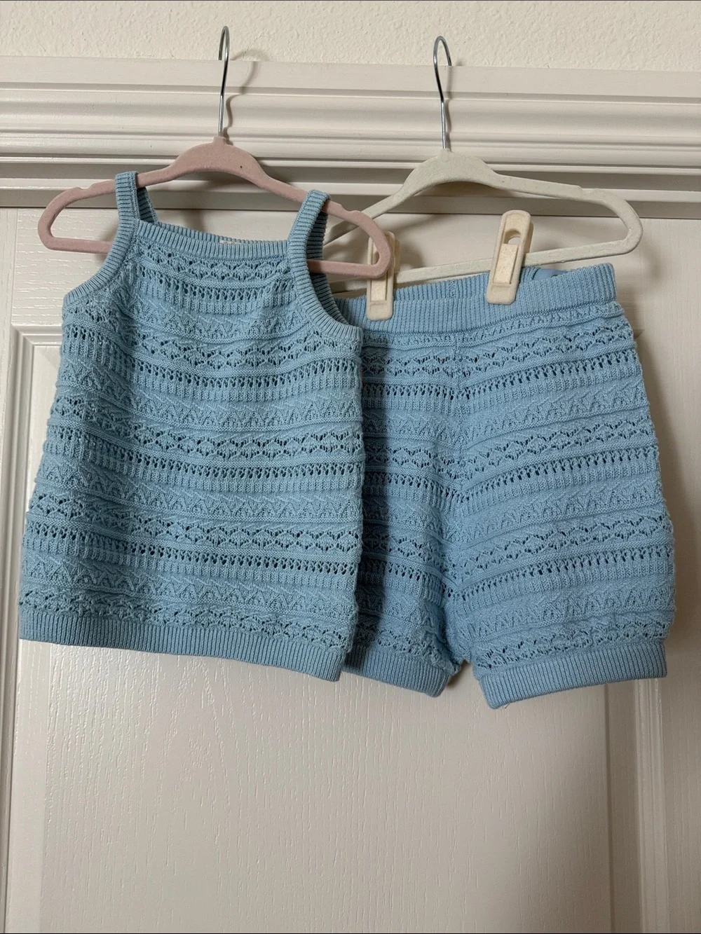 H&M Adorables Blue Knit Tank & Shorts Set